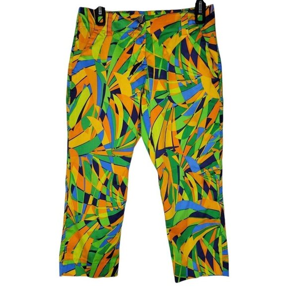 Loudmouth Golf Pants - Loudmouth Golf Pants Womens 2 All Over Print Geometric Crop Capri AOP Golf Artsy